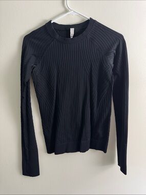 lululemon athletica Black Ribbed Crewneck Sweater